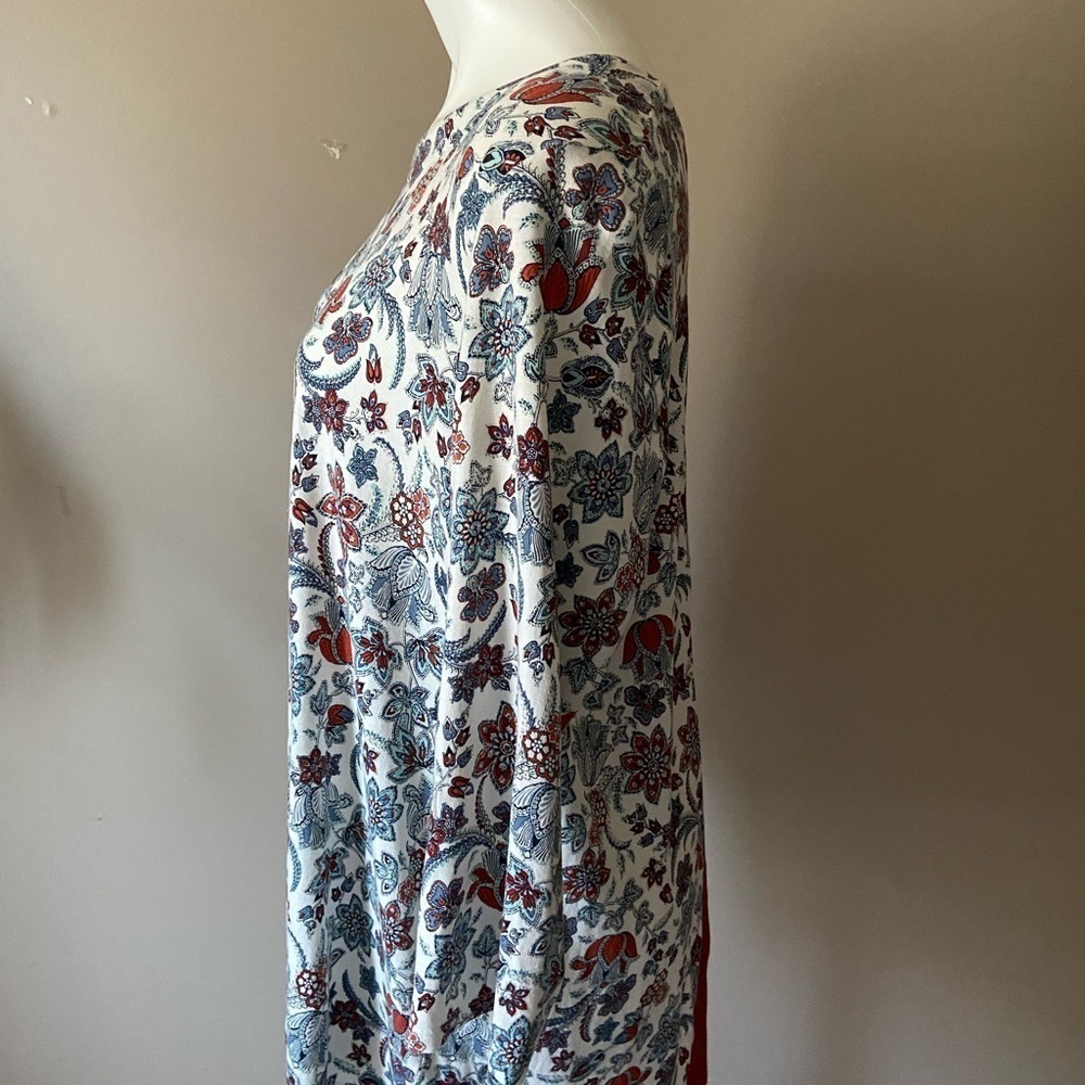 J Jill Women’s White And Red Paisley Long Sleeve Blouse Size Large - Picture 4 of 6